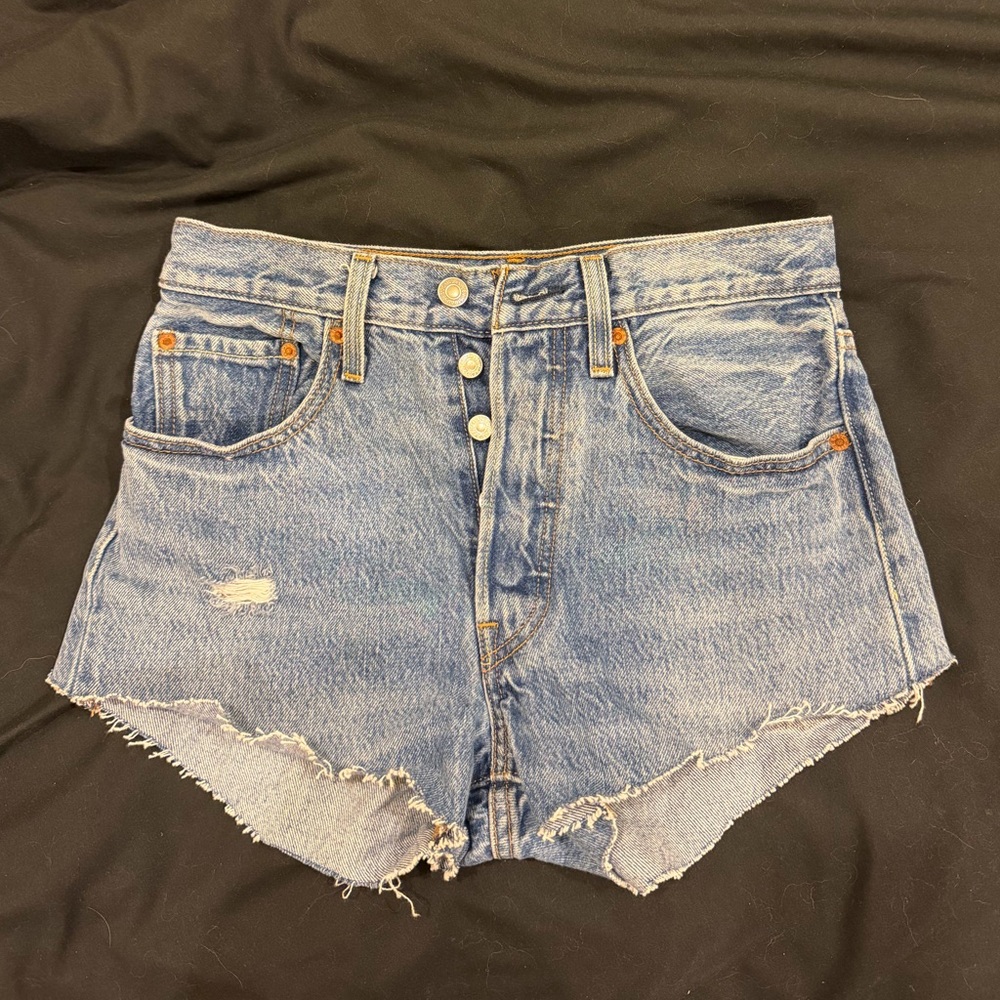 Levi's Light Blue Distressed Jean Shorts